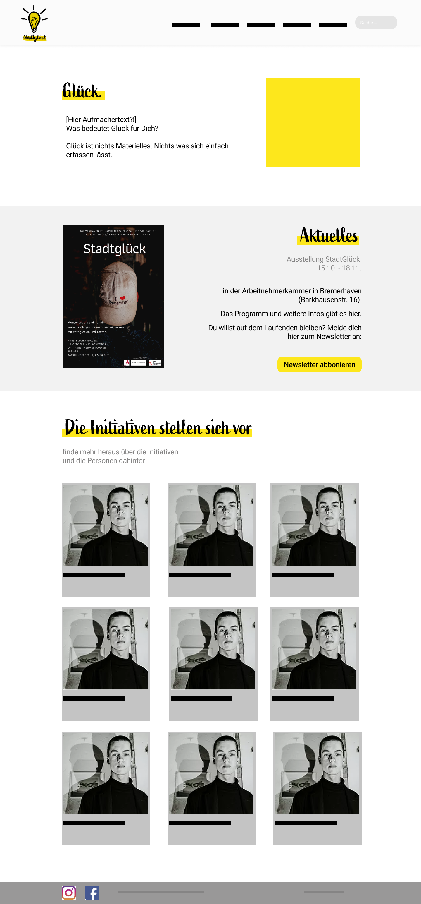 rough draft of how the website would look with yellow accents and clean ordered images